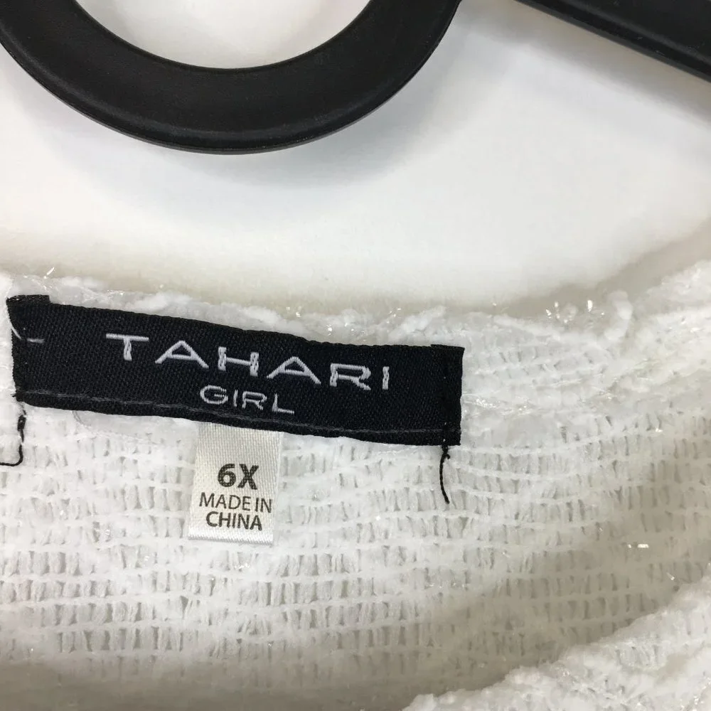 Tahari Girl Bell Sleeve White Dress Size 6X